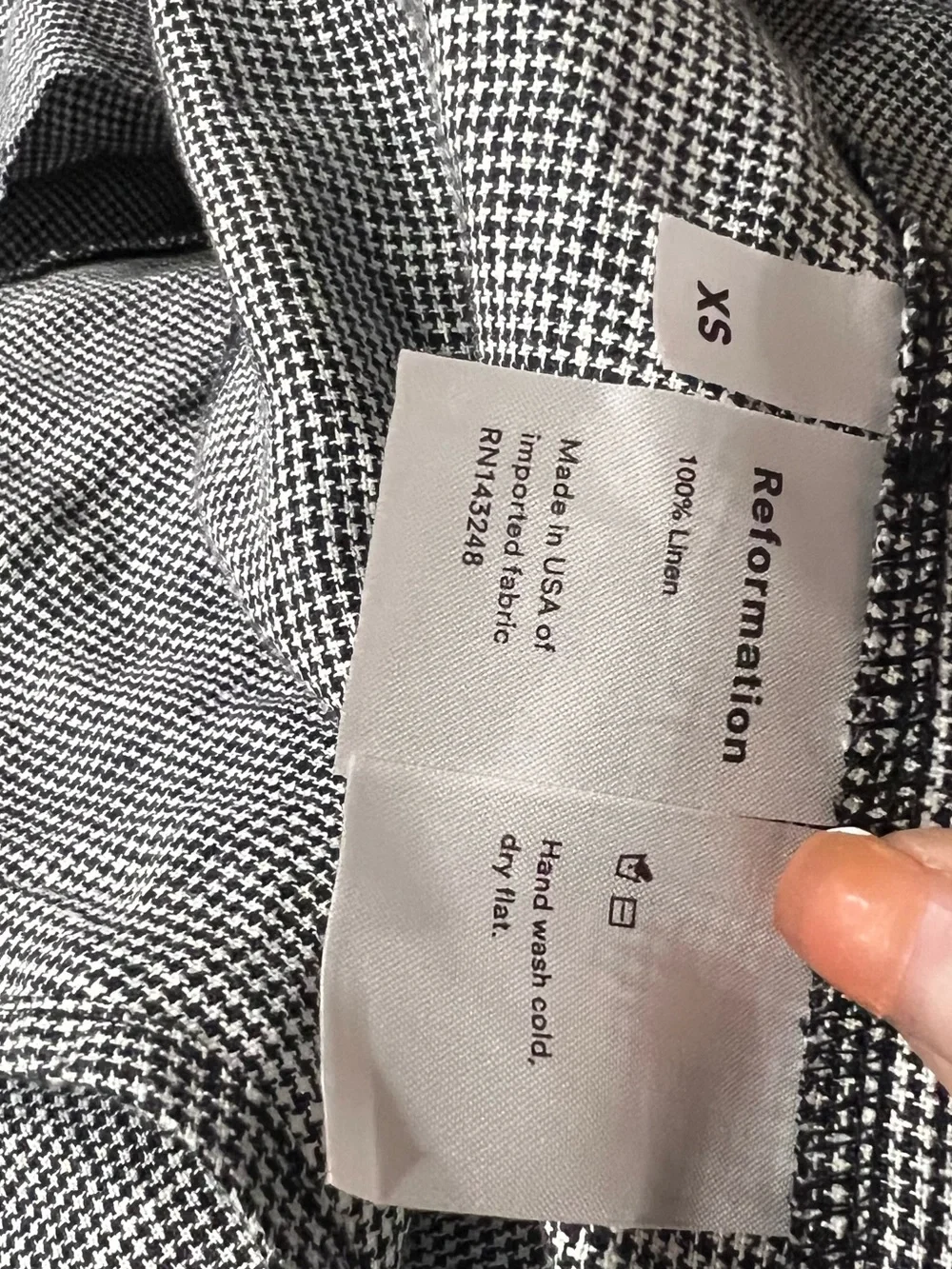 Reformation | Linen Gingham Gray Wrap Midi Skirt with Ruffle Hem